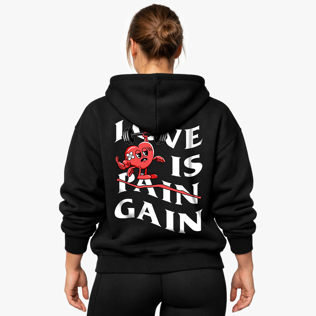Love is Gain sudadera con capucha extragrande (espalda estampada)